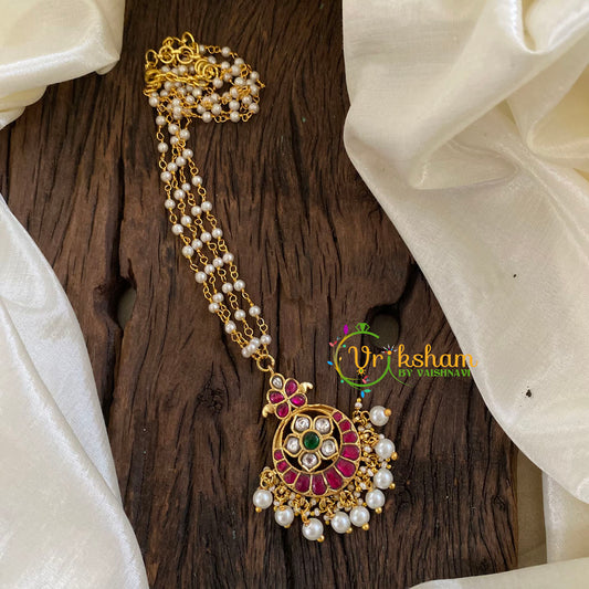 Precious Kundan Jadau Pendant Pearl Mala-J1334