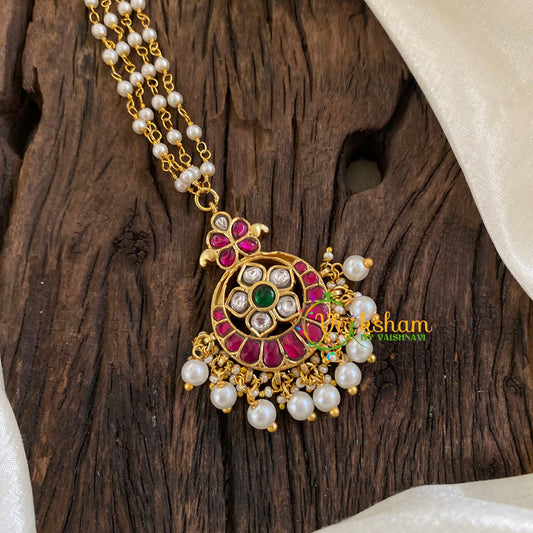 Precious Kundan Jadau Pendant Pearl Mala-J1334