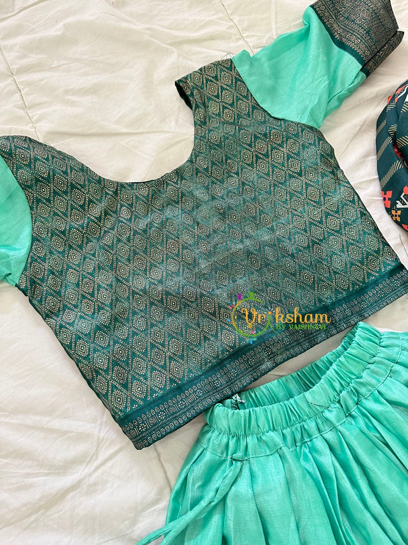 Green Indian Traditional Girls Lehenga Set -VS827