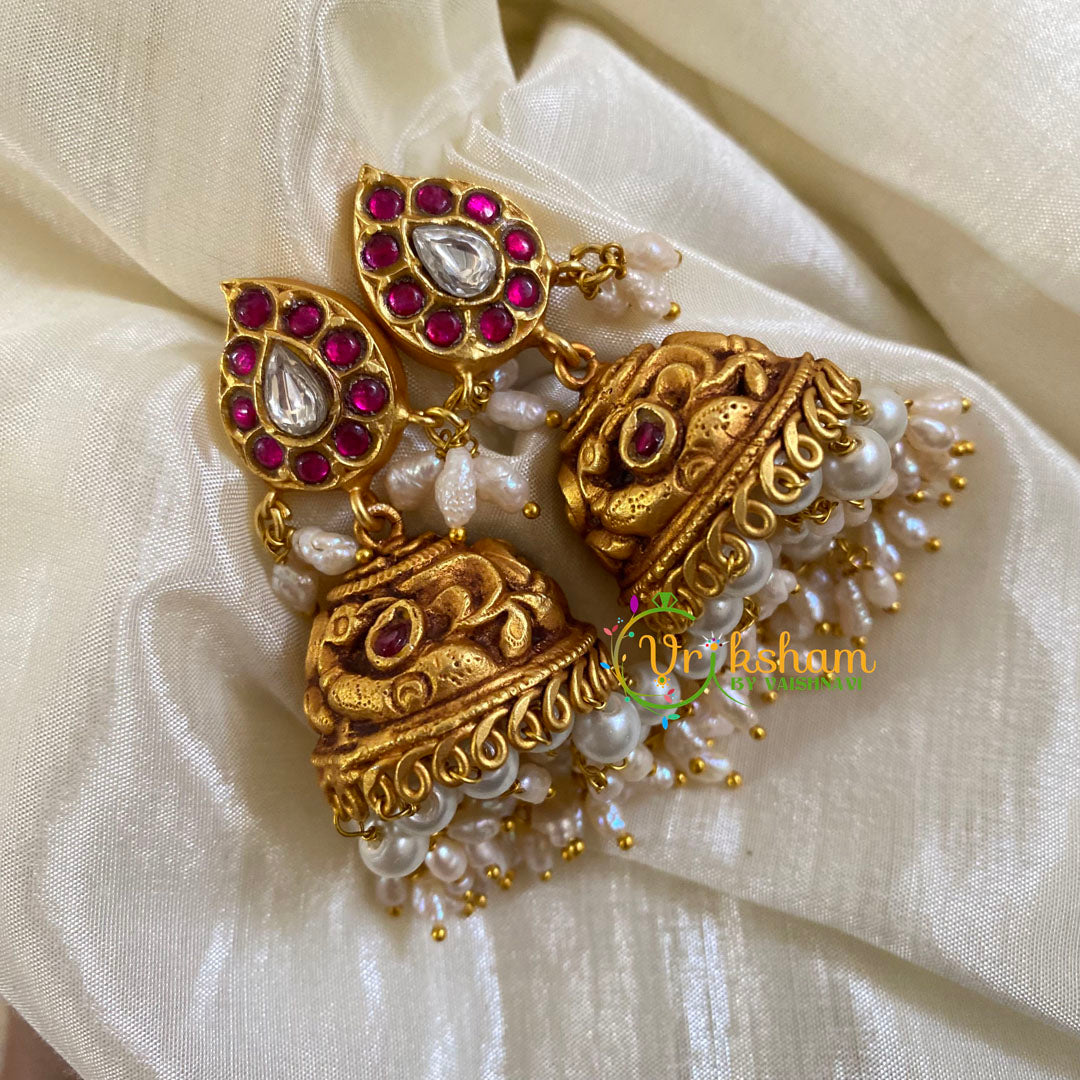 Precious Jadau Kundan Jhumkas -Guttapusalu Jhumkas -J1323