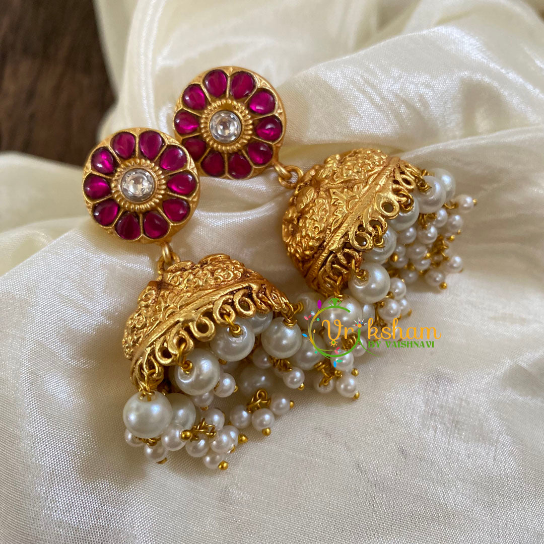 Pink Precious Jadau Kundan Jhumkas -J1322