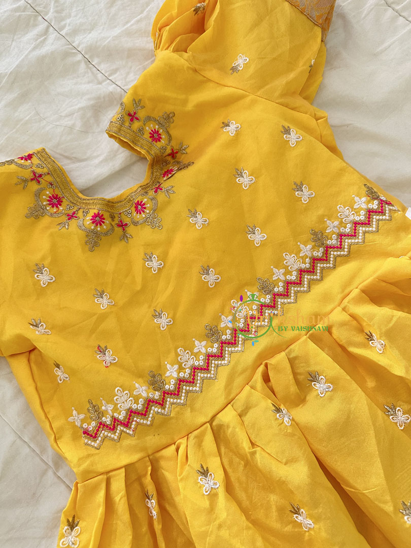 Yellow and Pink Indian Traditional Girls Lehenga Set -VS823