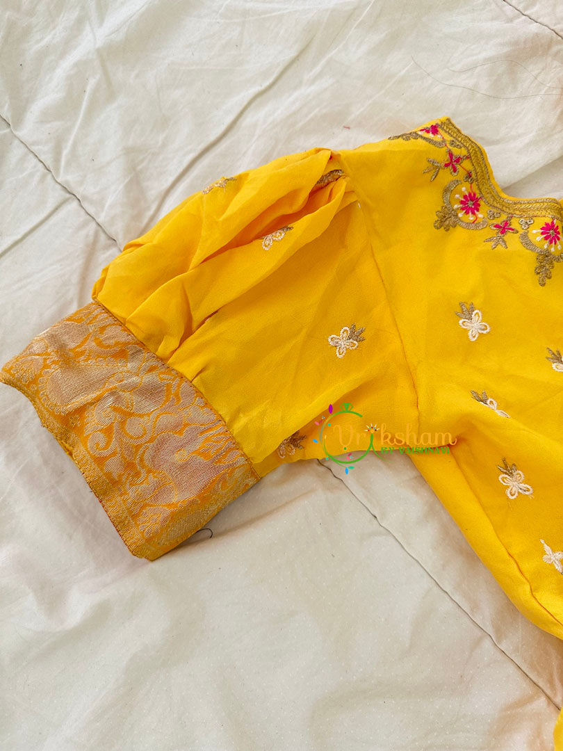 Yellow and Pink Indian Traditional Girls Lehenga Set -VS823