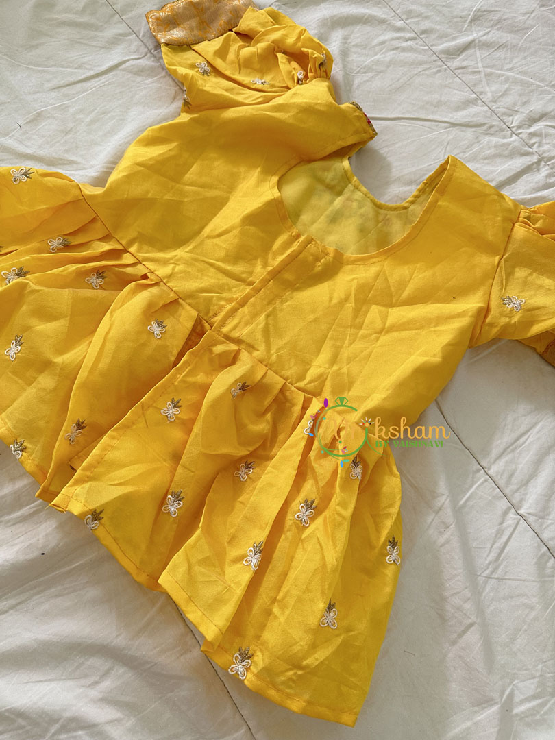 Yellow and Pink Indian Traditional Girls Lehenga Set -VS823
