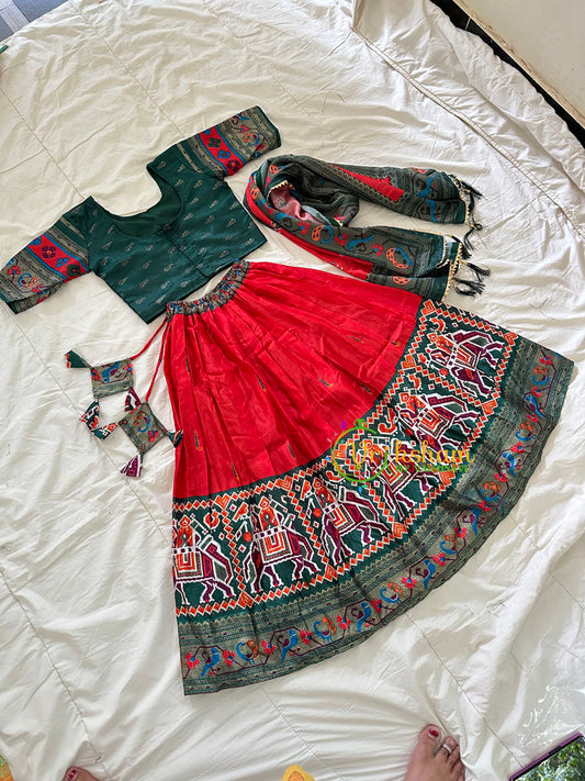 draft Green with Red Indian Traditional Girls Lehenga Set -VS822 (Copy)