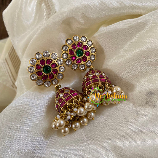 Traditional Precious Jadau Kundan Jhumkas -J1318