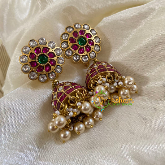 Traditional Precious Jadau Kundan Jhumkas -J1318