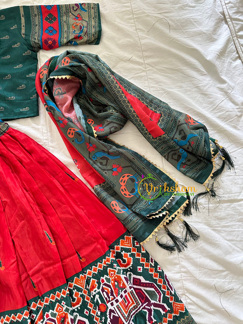 draft Green with Red Indian Traditional Girls Lehenga Set -VS822 (Copy)