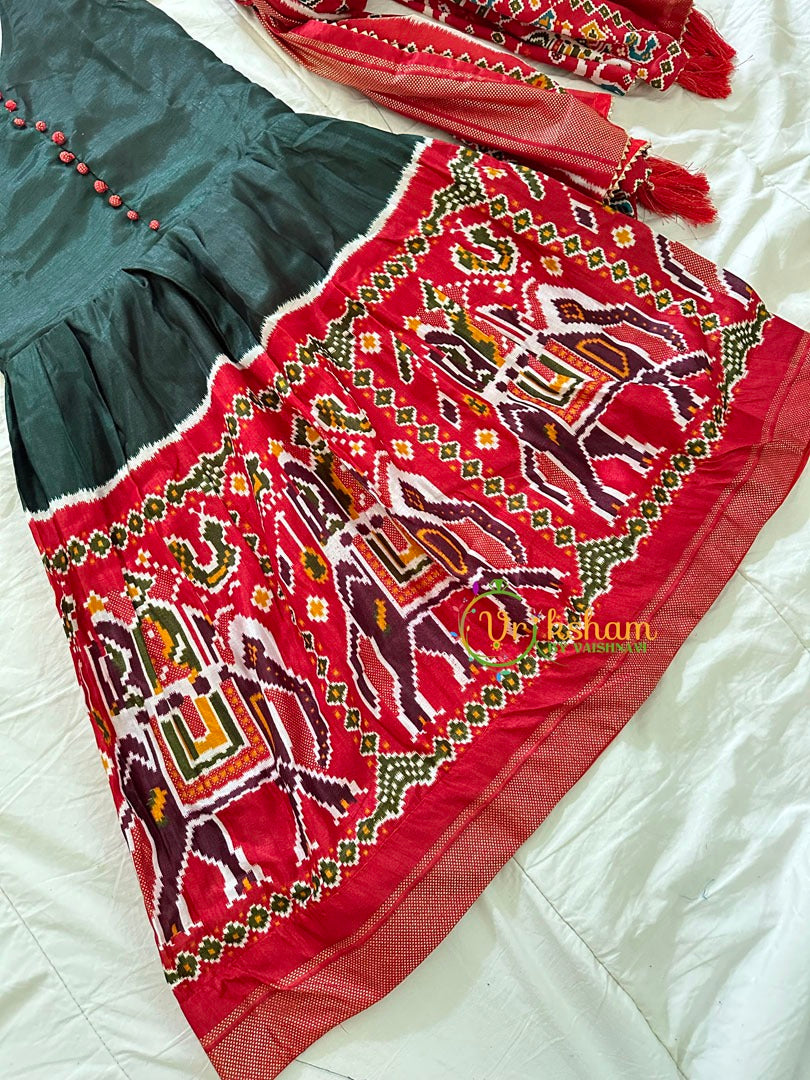 draft Green with Red Indian Traditional Girls Lehenga Set -VS822 (Copy)