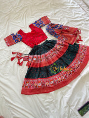 Red Green Indian Traditional Girls Lehenga Set -VS820