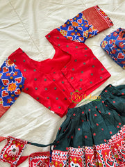 Red Green Indian Traditional Girls Lehenga Set -VS820