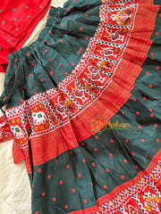 Red Green Indian Traditional Girls Lehenga Set -VS820