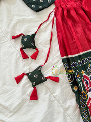 Green with Red Indian Traditional Girls Lehenga Set -VS818