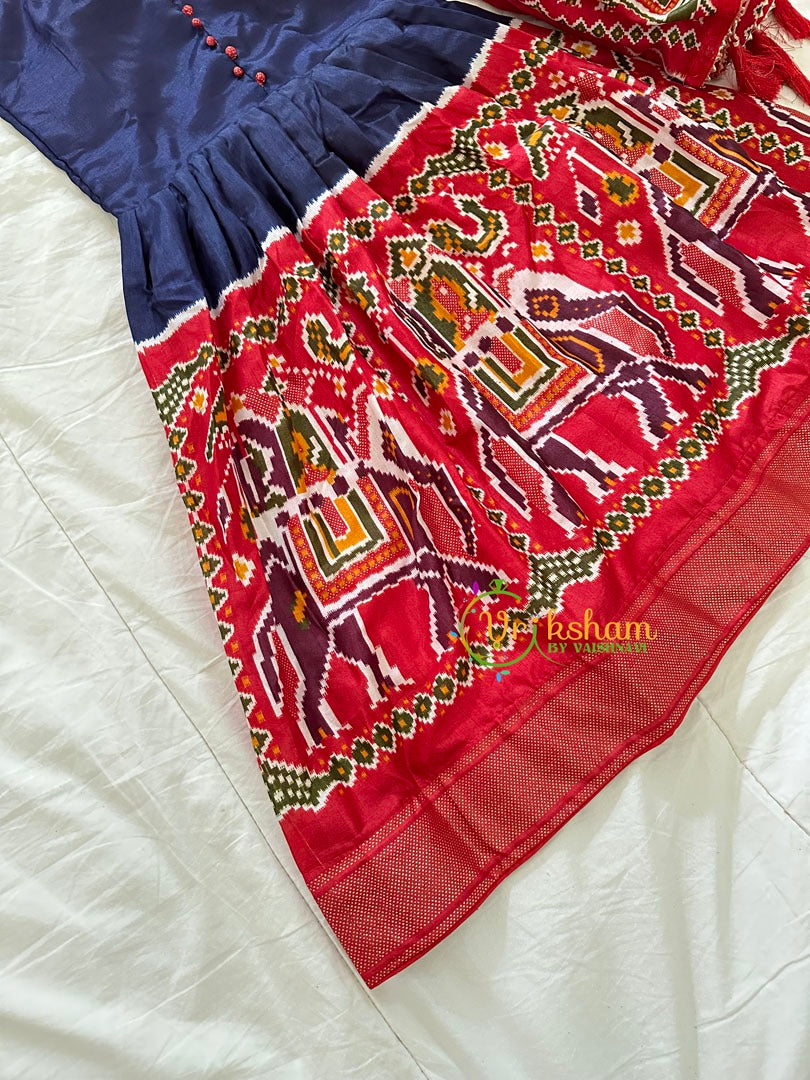 Red with Blue Indian Traditional Girls Dress Set -VS809