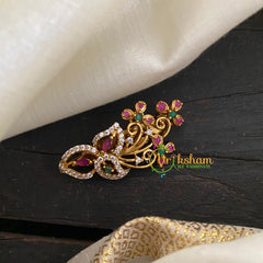 Gold AD Stone Saree Pin -Dress Pin -Tri Floral -G3040