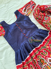 Red with Blue Indian Traditional Girls Dress Set -VS809