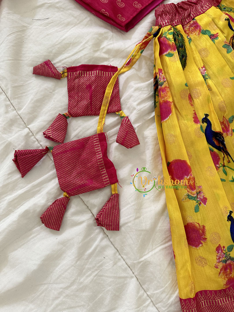 Yellow with Pink Indian Traditional Girls Lehenga Set -VS808