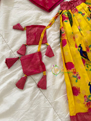 Yellow with Pink Indian Traditional Girls Lehenga Set -VS808