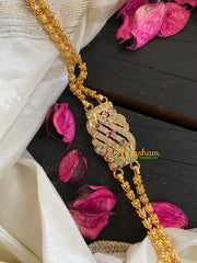 Traditional Rettai Vadam Mogappu Chain- 2 Layers-Mid Red White-S-G5905