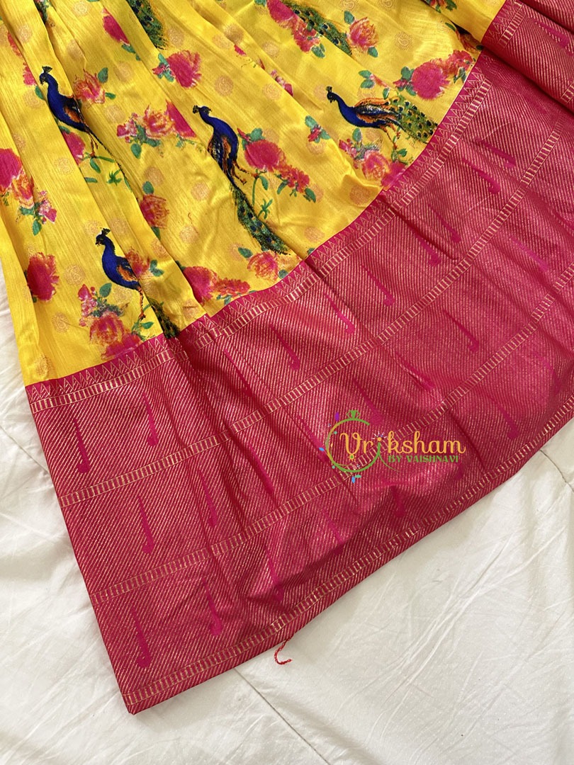 Yellow with Pink Indian Traditional Girls Lehenga Set -VS808