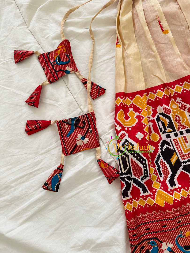 Red and Half White Indian Traditional Girls Lehenga Set -VS807