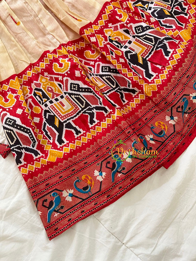 Red and Half White Indian Traditional Girls Lehenga Set -VS807