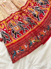 Red and Half White Indian Traditional Girls Lehenga Set -VS807