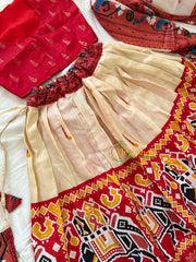 Red and Half White Indian Traditional Girls Lehenga Set -VS807