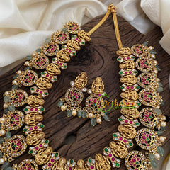 Precious Jadau Kundan Coin Style Haram - Pastel Green Bead-J1370