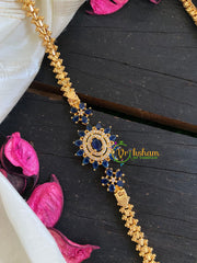 Traditional AD Stone Mogappu Chain-Blue-3 Floral-G5908