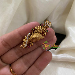 Gold AD Stone Saree Pin -Dress Pin -FERNS - G3044
