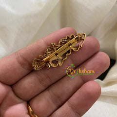 Gold AD Stone Saree Pin -Dress Pin -Floral 2-G3043