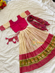 Pink and Half White Indian Traditional Girls Lehenga Set -VS806