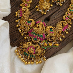 Precious Jadau Kundan Lakshmi Haram - Gold Bead-J1426