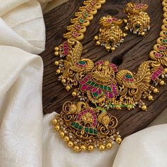 Precious Jadau Kundan Lakshmi Haram - Gold Bead-J1426