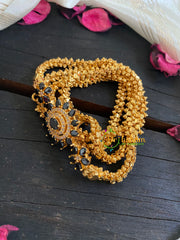 Traditional AD Stone Mogappu Chain-Black-3 Floral-G5910
