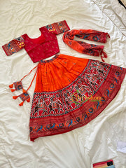 Red and Orange Indian Traditional Girls Lehenga Set -VS804