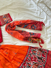 Red and Orange Indian Traditional Girls Lehenga Set -VS804