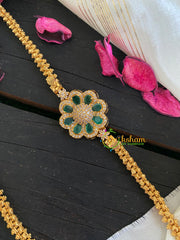 Traditional AD Stone Mogappu Chain-Green- Floral-G5916