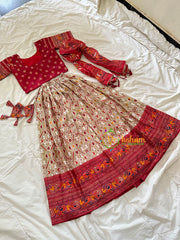 Red and Beige Indian Traditional Girls Lehenga Set -VS803