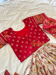 Red and Beige Indian Traditional Girls Lehenga Set -VS803