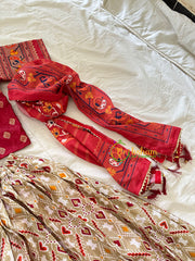 Red and Beige Indian Traditional Girls Lehenga Set -VS803