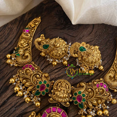 Precious Jadau Kundan Short Neckpiece -Gold Bead-J1385