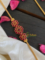 Traditional Kemp Mugappu Chain - Red-G5924