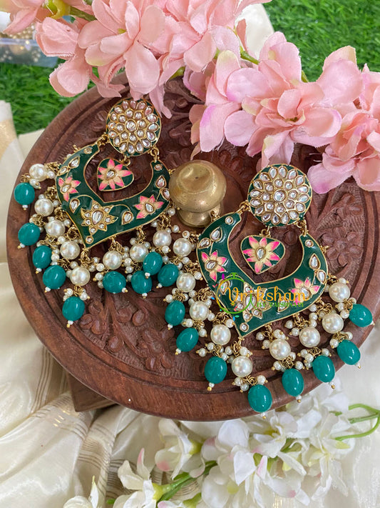  Kundan Meenakari Danglers-Green-G5016