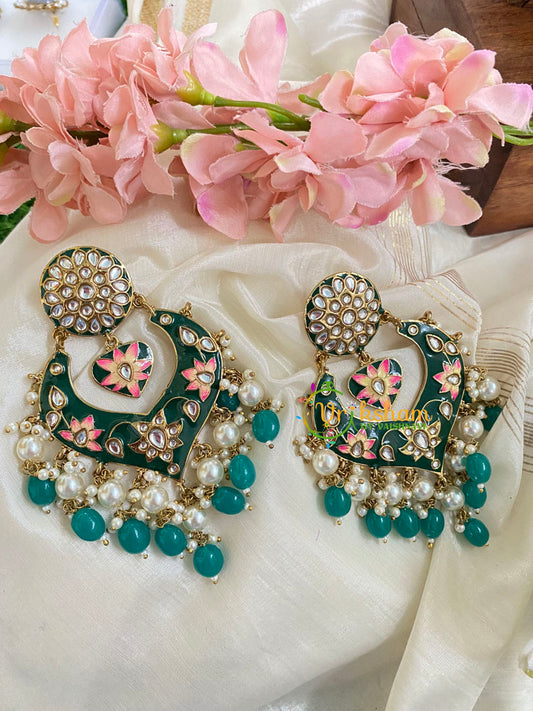  Kundan Meenakari Danglers-Green-G5016