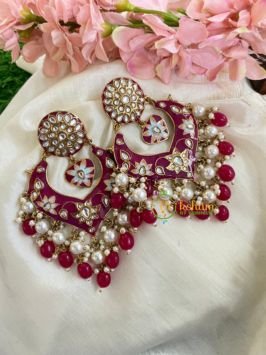  Kundan Meenakari Danglers-Red-G5017