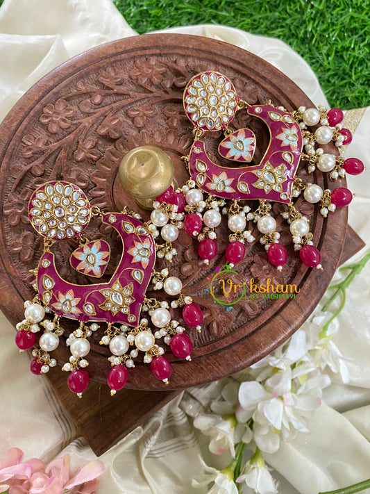  Kundan Meenakari Danglers-Red-G5017