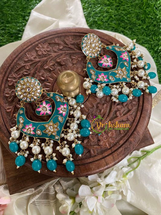  Kundan Meenakari Danglers-Blue-G5018