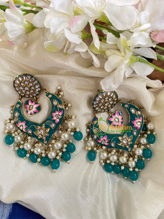  Kundan Meenakari Danglers-Blue-G5018